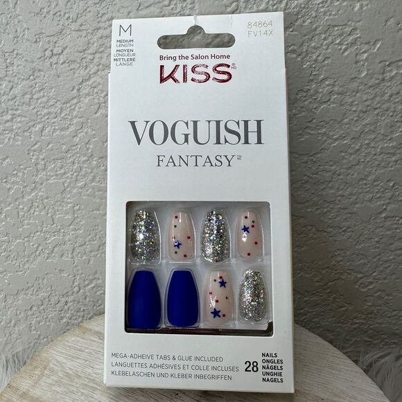 $12 🌙 Kiss Fantasy Voguish Star ⭐️ Memorial Day 4Th Of July‎ Nails + Glue NEW - Picture 1 of 3